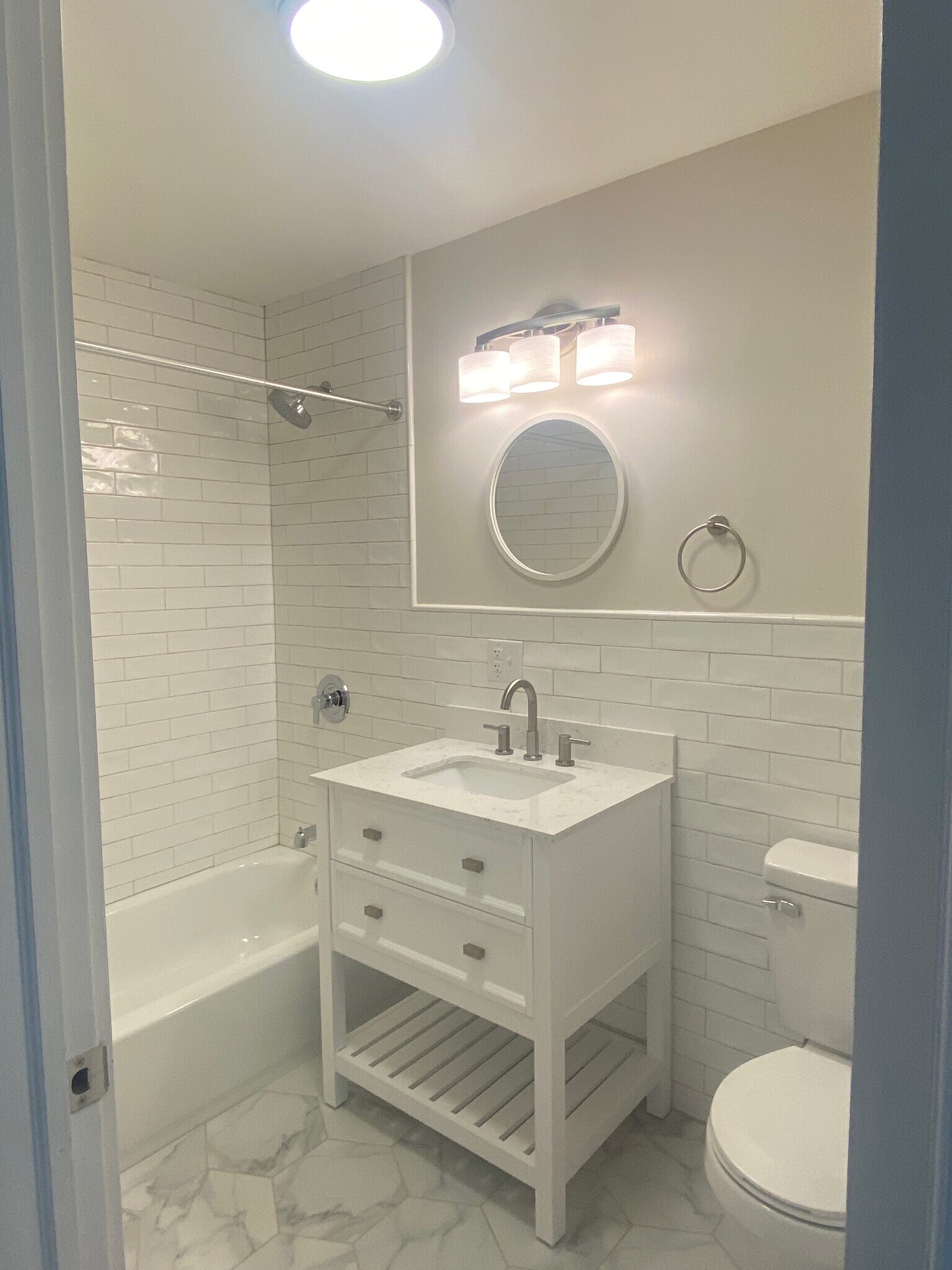Bathroom with shower and tub. All subway tiled - 427 Klotter Ave