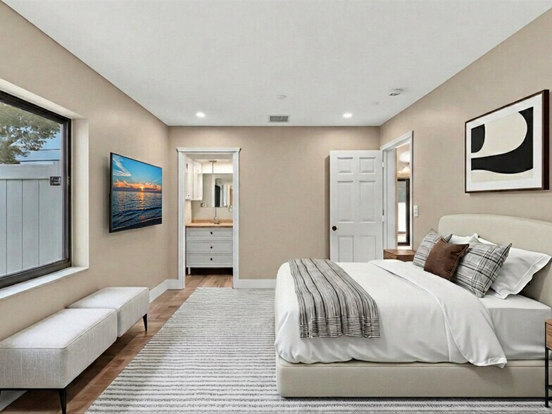 Master bedroom virtually staged - 5408 NE 3rd Ter