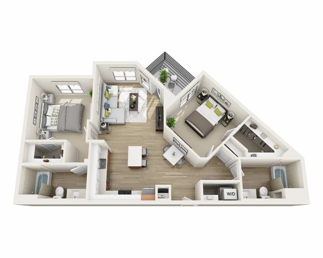 Two Bedroom B2C Floor Plan - Katella Grand