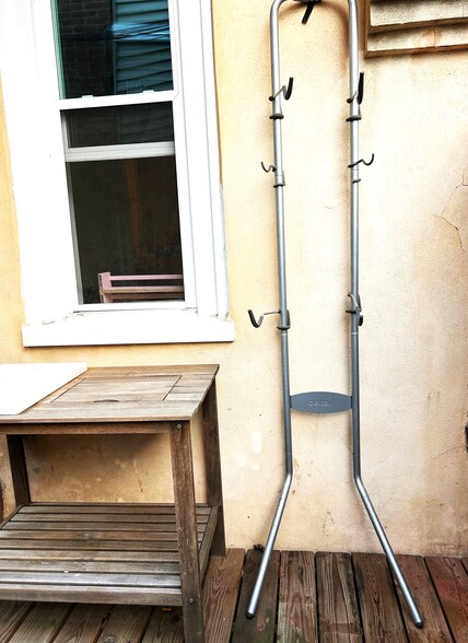 Patio work area with bike rack - 1425 N Lawrence St