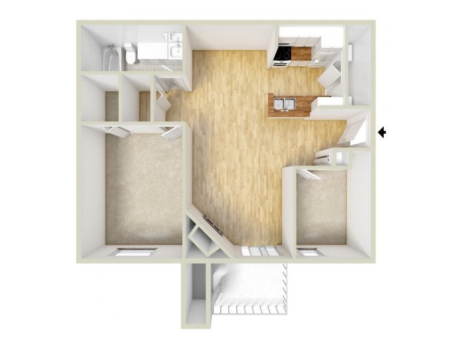 One bedroom floor plan - Spring House Apartments