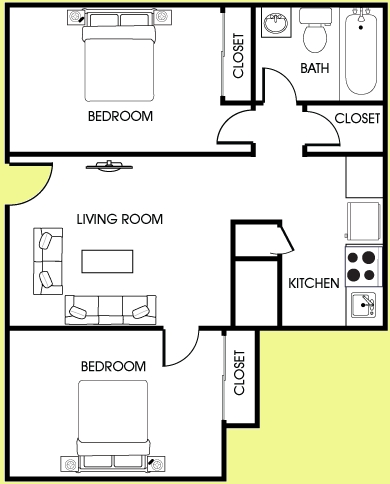 2BR/1BA - Riviera Palms