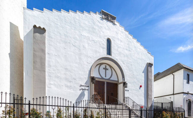 Front of remodeled and converted church - 900 N Hoover