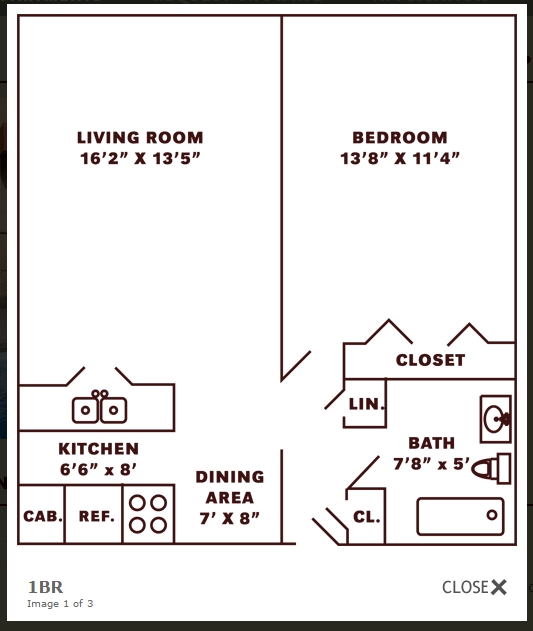 1BR/1BA - Parkview Apartments