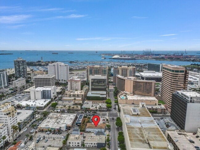 Aerial photo showing the Queen Mary and proximity to the ocean - 122 Elm Ave