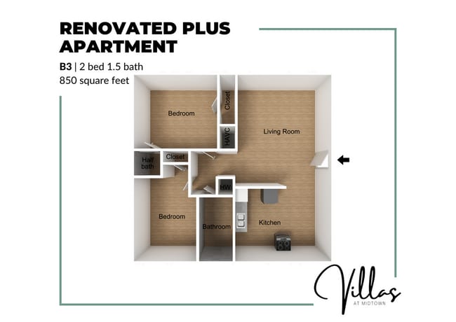B3 Renovated Plus Floor Plan - Villas at Midtown