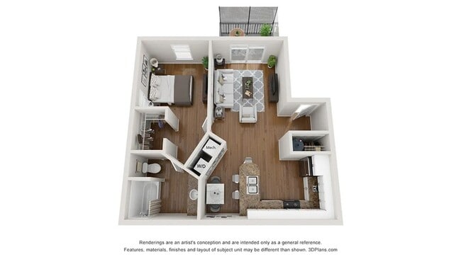 A photo of our 1x1 floor plan, The Bella. - Adele Place