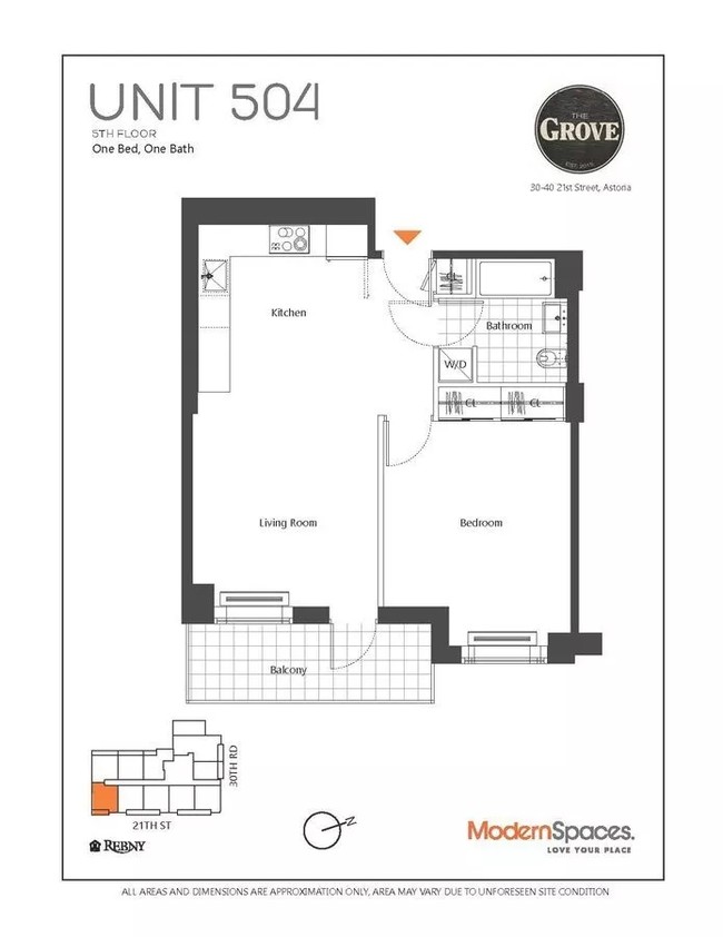 1 Bedroom Floor Plan - The Grove
