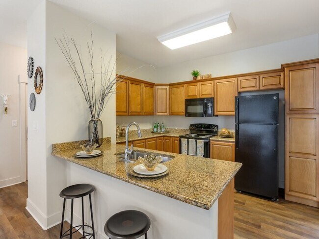 Kitchen with Island - San Moritz Apartments