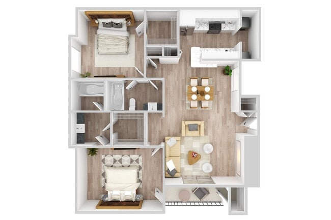 2 Bedroom | 2 Bath | 1030 SF - The Augusta Apartments