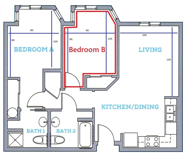 Bedroom B available to lease - The Westgate