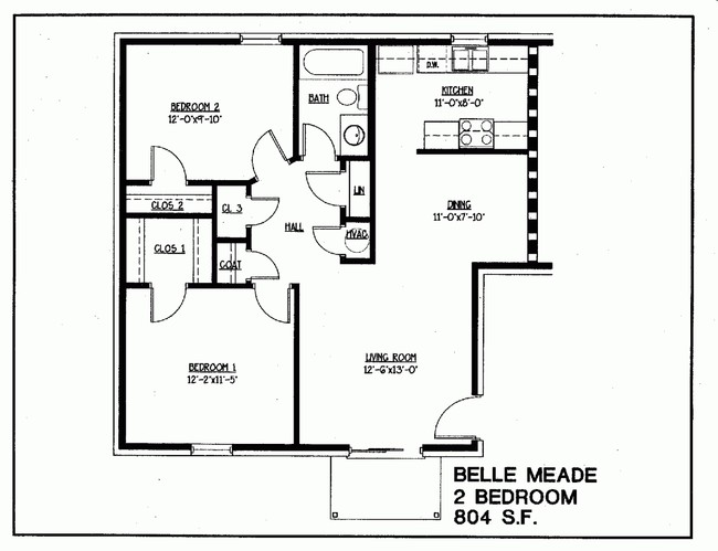 2BR/1BA - Belle Meade Apartments