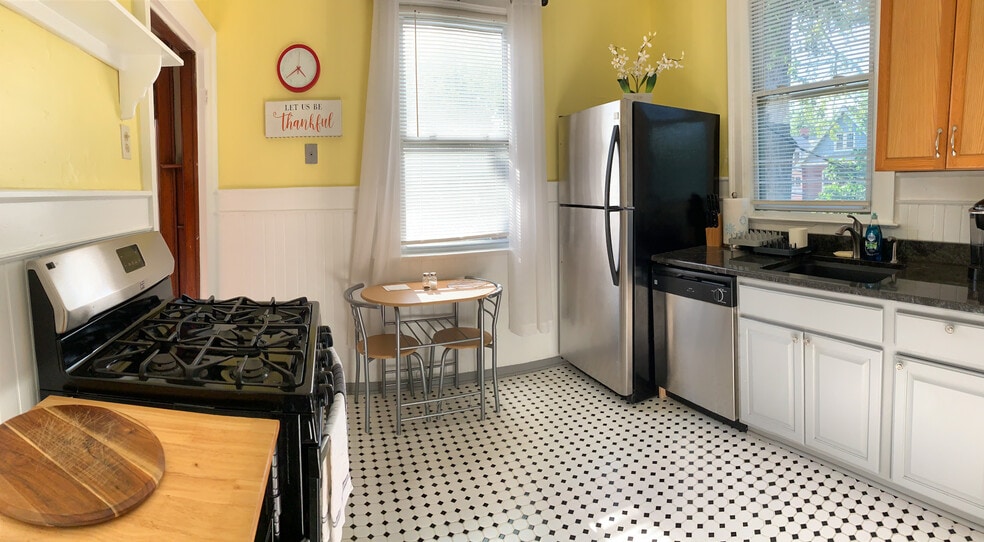 [Kitchen] Two large windows with a view of the backyard. - 103 Lancaster Ave