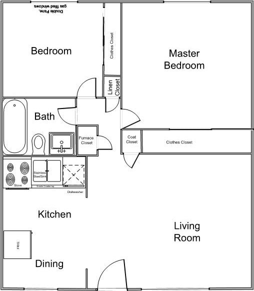 Two-bedroom Floorplan - Melrose Place Apartments