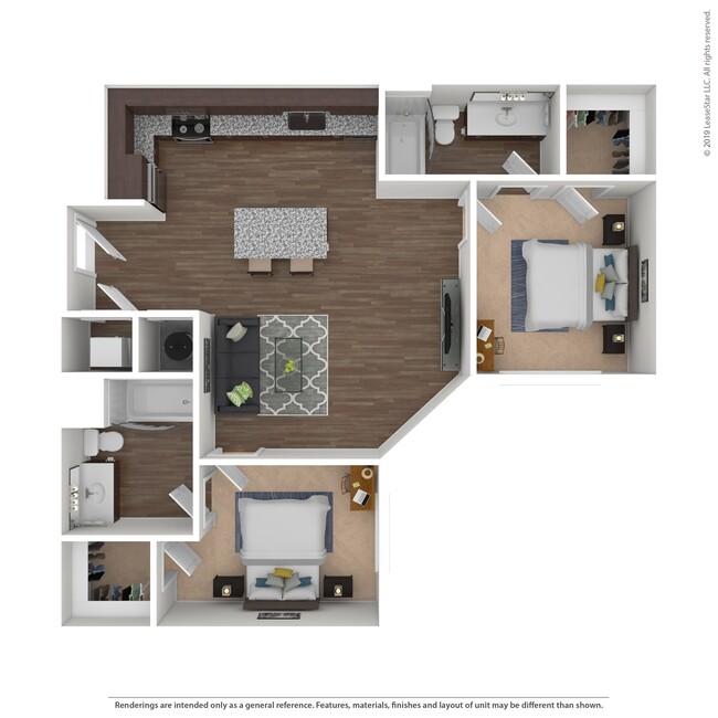 B1 2B2B Furnished Floorplan - Nine20 Tempe