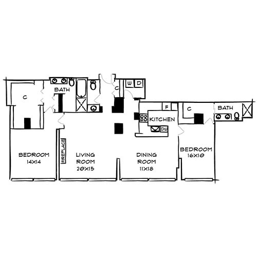 Floorplan - Park Towne Place Apartments