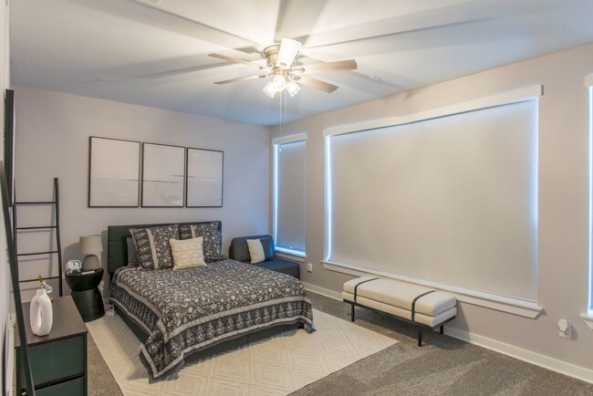 Master bedroom with remote blackout shade - 1211 Beaconsfield Ln