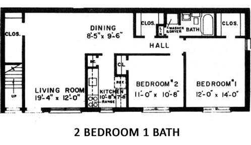 Two Bedroom One Bath - Roseville House Apartments
