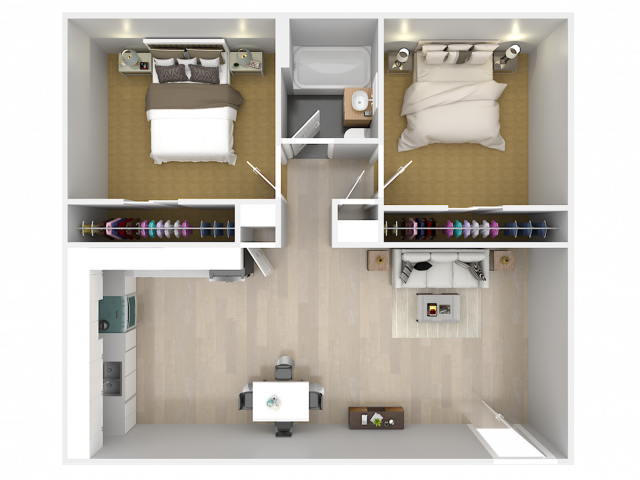 2 Bed 1 Bath - Luna Apartments