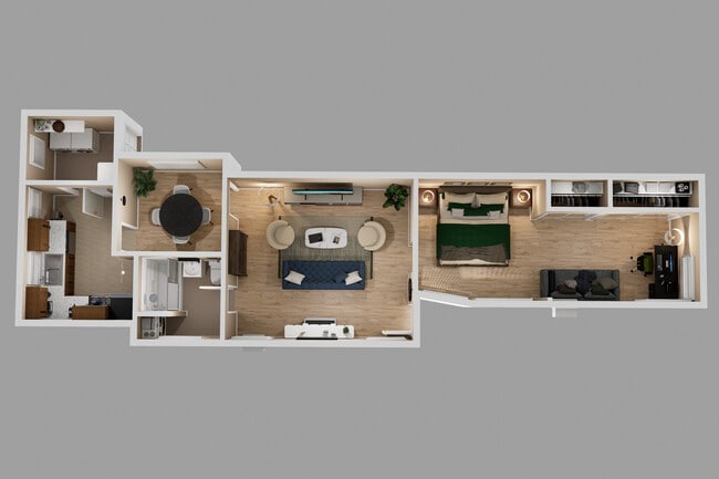 3-D Floor plan of One bedroom - Student Housing Near USC Univ Southern Calif