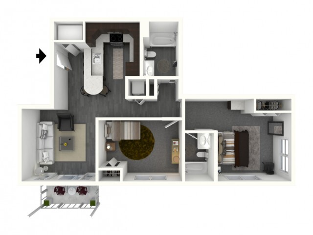 Two Bedroom, Two Bath - Medium - 770 Elmwood Apartments