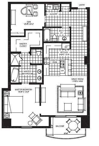 1BR/2BA - The Mark