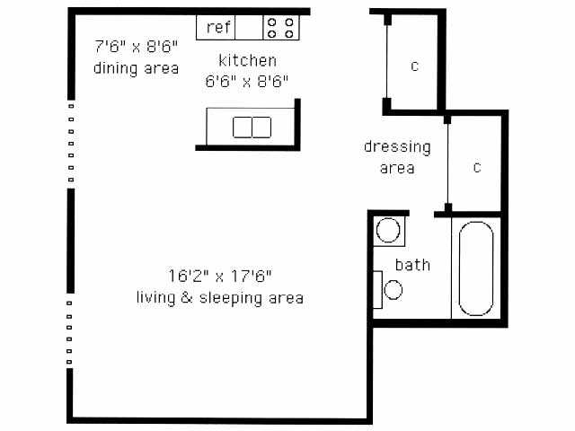 garden studio - Clayton Arms Apartments