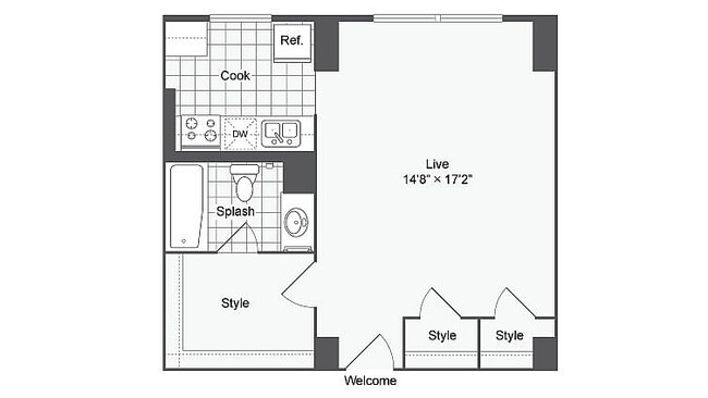 studio_1bath_510sqft-the-social-north-charles-student-spaces-for rent-baltimore-md-21218 - The Social North Charles®