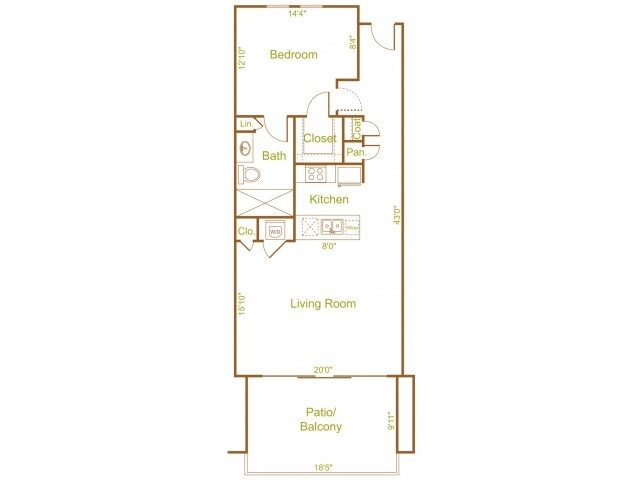 1 bed 1 bath 889SF - Ten Wine Lofts