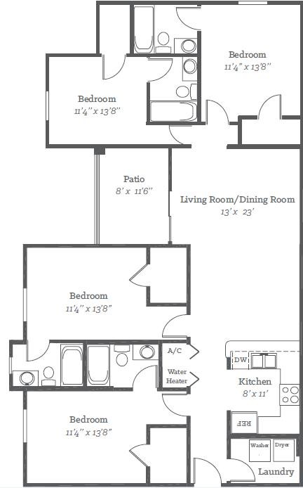 Floorplan - The Fountains Apartments - Phase I &  II