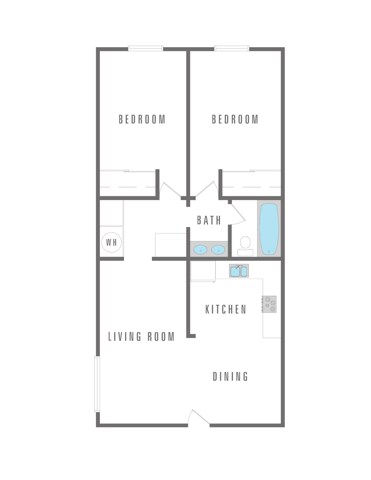 2 Bedroom 1 Bath 875 sqft - Arcadia Palms