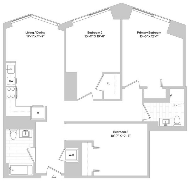 D2 | 3 Bed | 2 Bath floor plan The Greyson - The Greyson