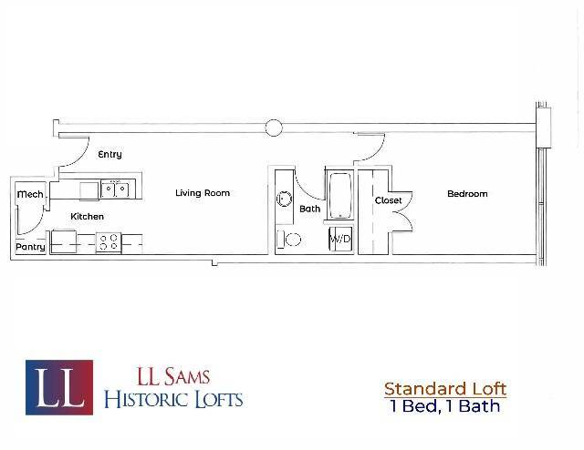 Standard 1-1 Floor Plan - LL Sams Apartments