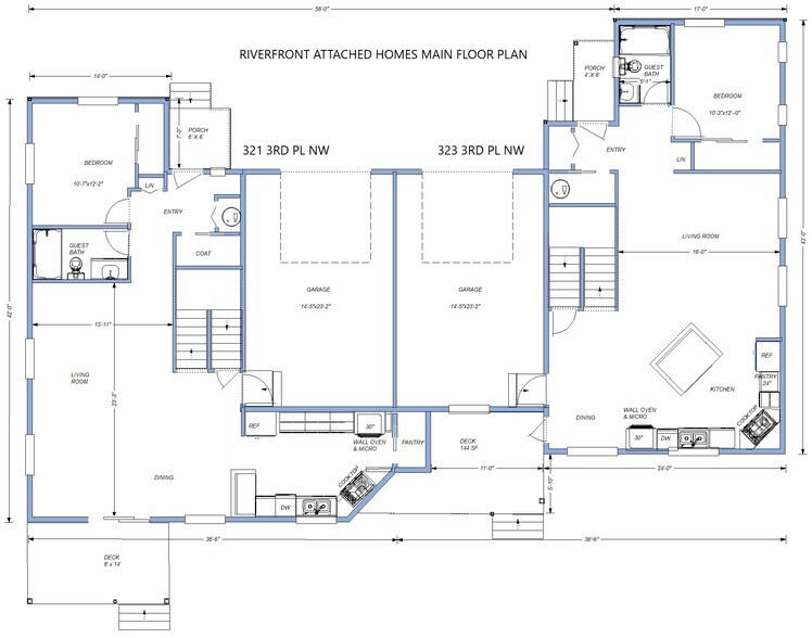 Main floor plan (two homes) - 321 3rd Pl NW