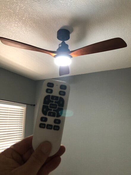 Bedroom #1 remote variable speed fan with multiple color light tones - 10001 Woodcreek Oaks Blvd