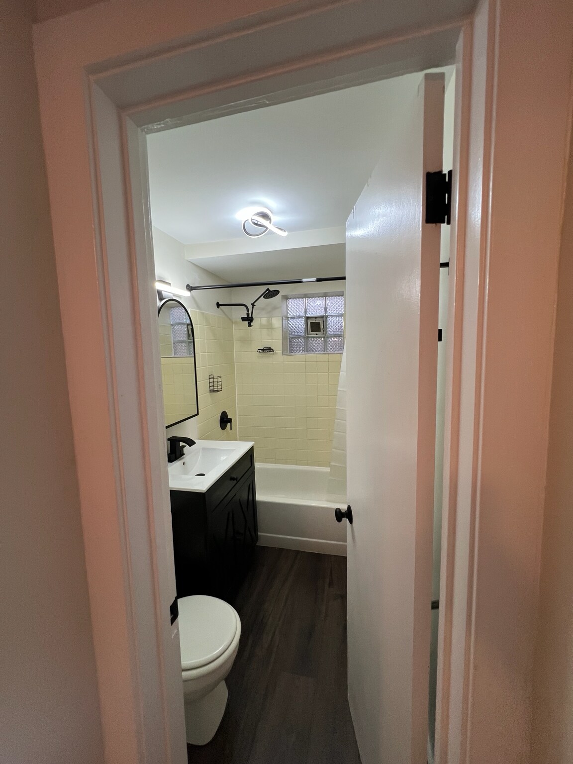 view of the updated bathroom from the doorway to the unit - 2446 W Thomas St