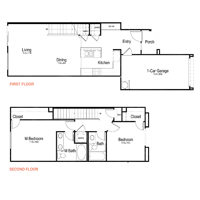 Plan 2A | 2Bd2Ba | 1,232SF - The Logan at Southern Highlands