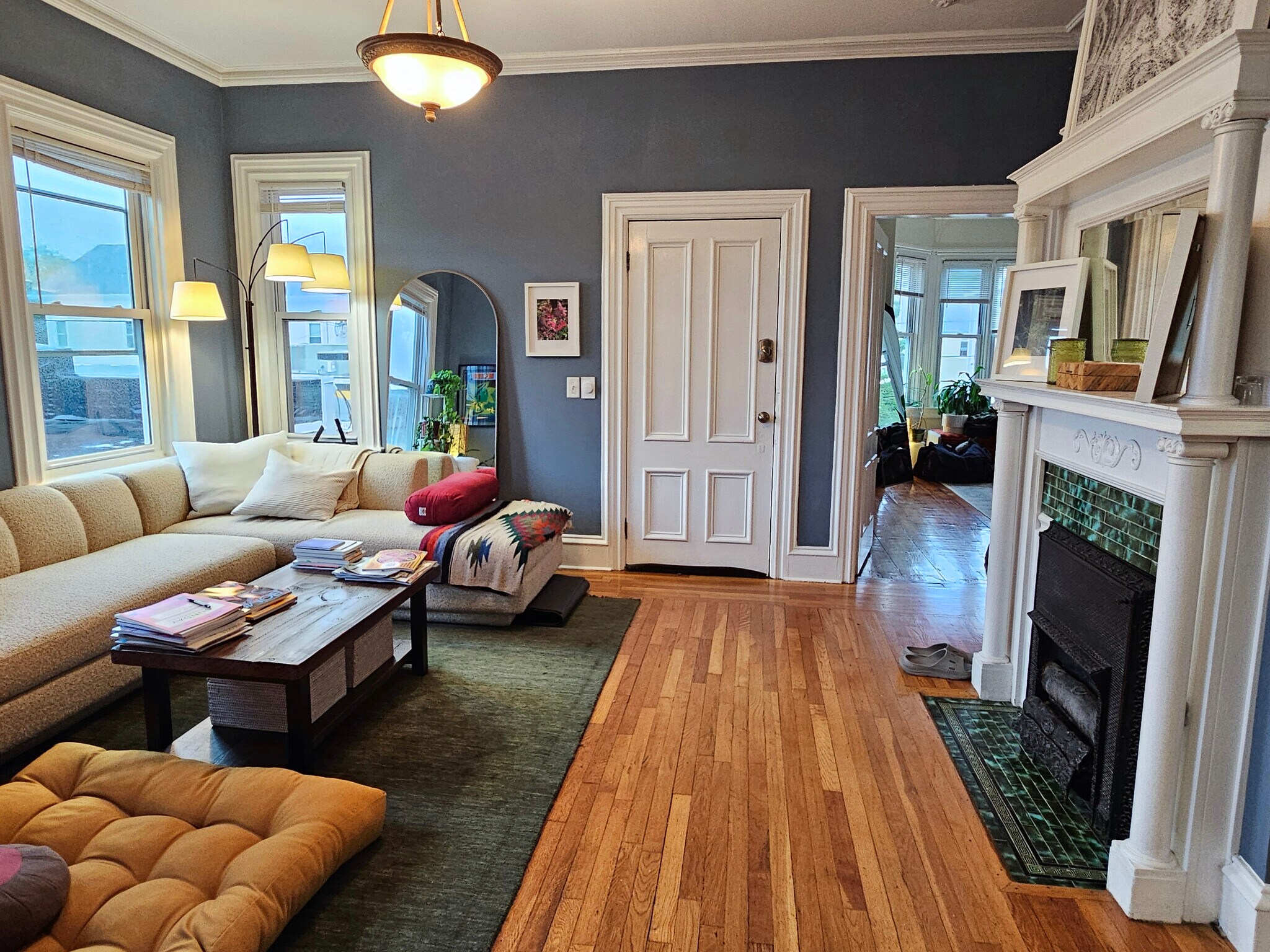 Large & sunny living area with view into master bedroom suite - 128 Vinton St
