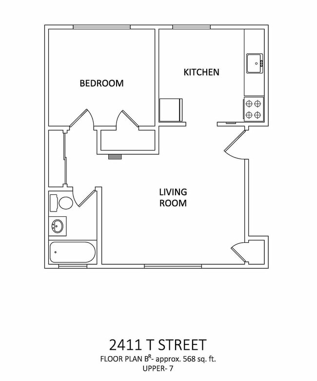 1x1 568 sq ft - Upper 2 - Midtown Haven Apartments