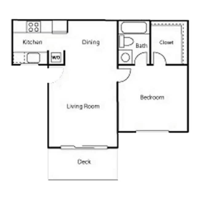 1 Bedroom, 1 Bathroom | 600 Sq. Ft. - The Lakes