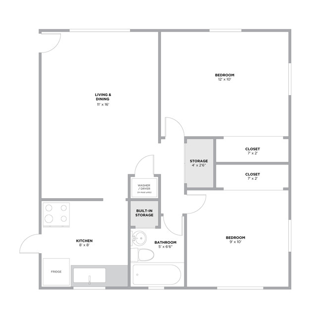 2 Bedroom Floorplan - Wilson Park