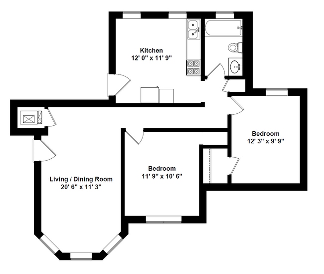 Represents the 957 SQFT apartment in the 3416 building - Maynard At Elaine Place