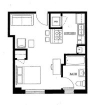 Studio Floor Plan - Varsity Campus Apartments