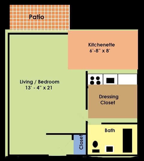 Studio (400 sq ft.) - Executive Towers Apartments