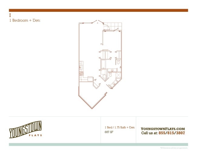 1 Bedroom + Den I - Youngstown Flats