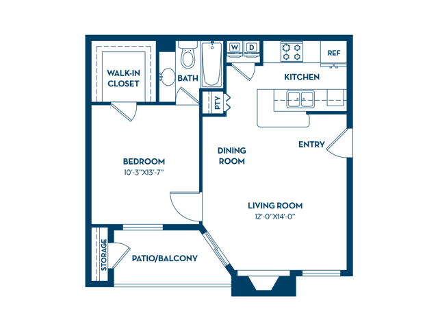 1 Bedroom | 1 Bath | 600 SF - The Augusta Apartments
