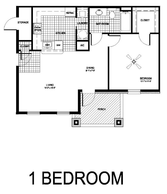 1BR/1BA - Oakleaf Estates Apartments