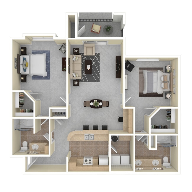 B4 3D Floor Plan - Eastland Trails Apartments