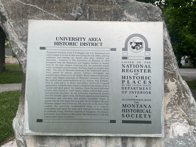 Plaque for historic district - located in Bonner Park - 508 Daly Ave