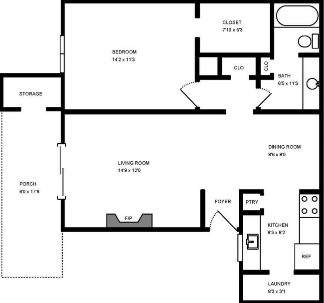 Willow: 1 bedroom 1 bath - Glenwood Apartment Homes